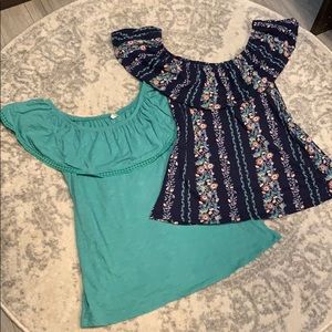 2 old navy ruffle scoop neck shirts